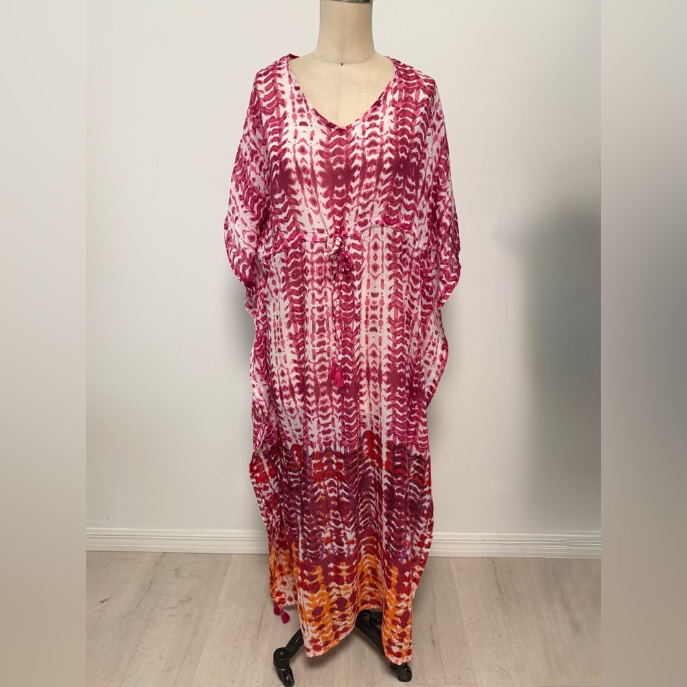 Beachlunchlounge Pink and orange coverup, kaftan maxi dress